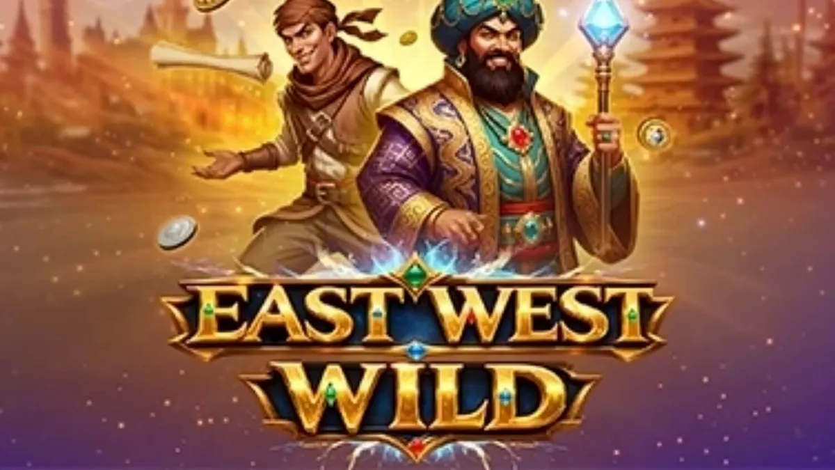 หน้าจอเกมสล็อต East West Wild ที่แสดงสัญลักษณ์มังกรและเครื่องรางหยก